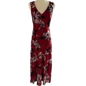 Simply Vera Wang Burnt Orange Floral Maxi Dress Sleeveless Lined Medium Fall